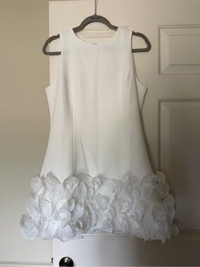White Mini Dress with Petal Hem